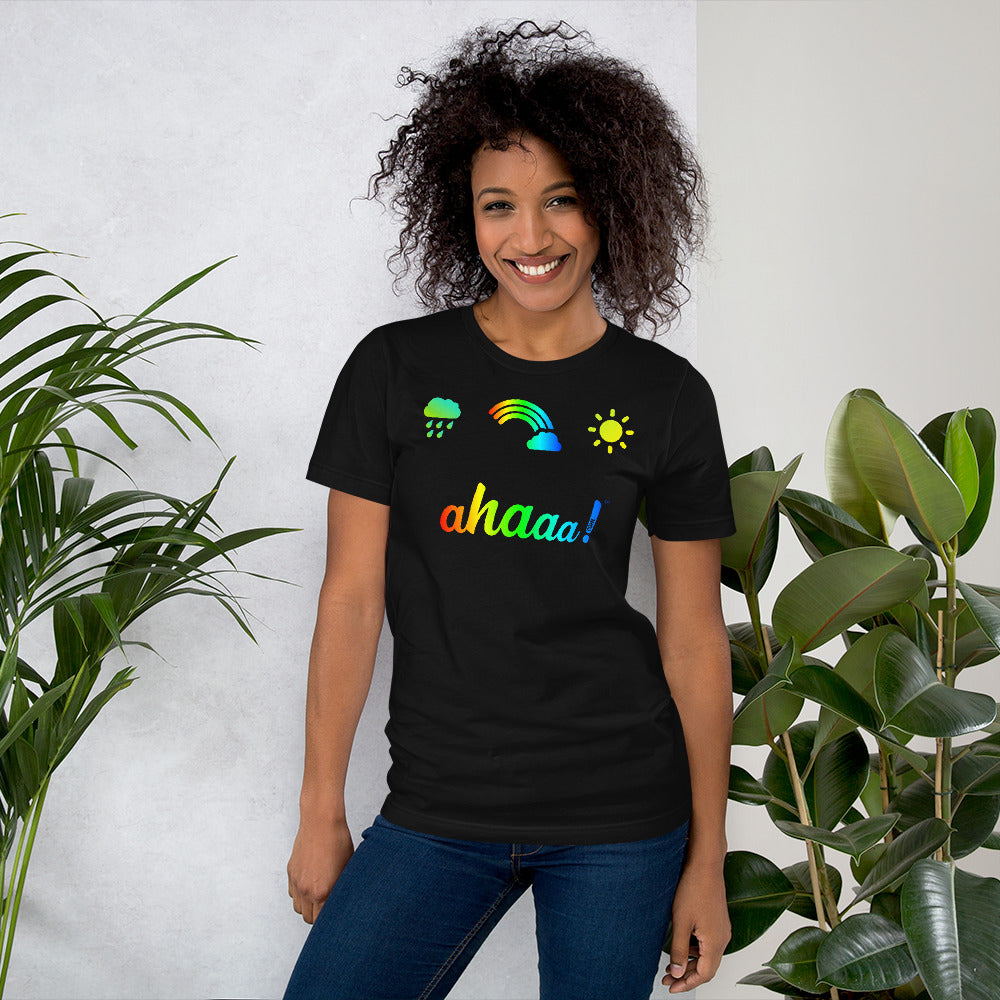 T-shirt Manches Longues Femme Imprimé Arc-en-Ciel Coton Col V Décontracté - Style Casual Confortable